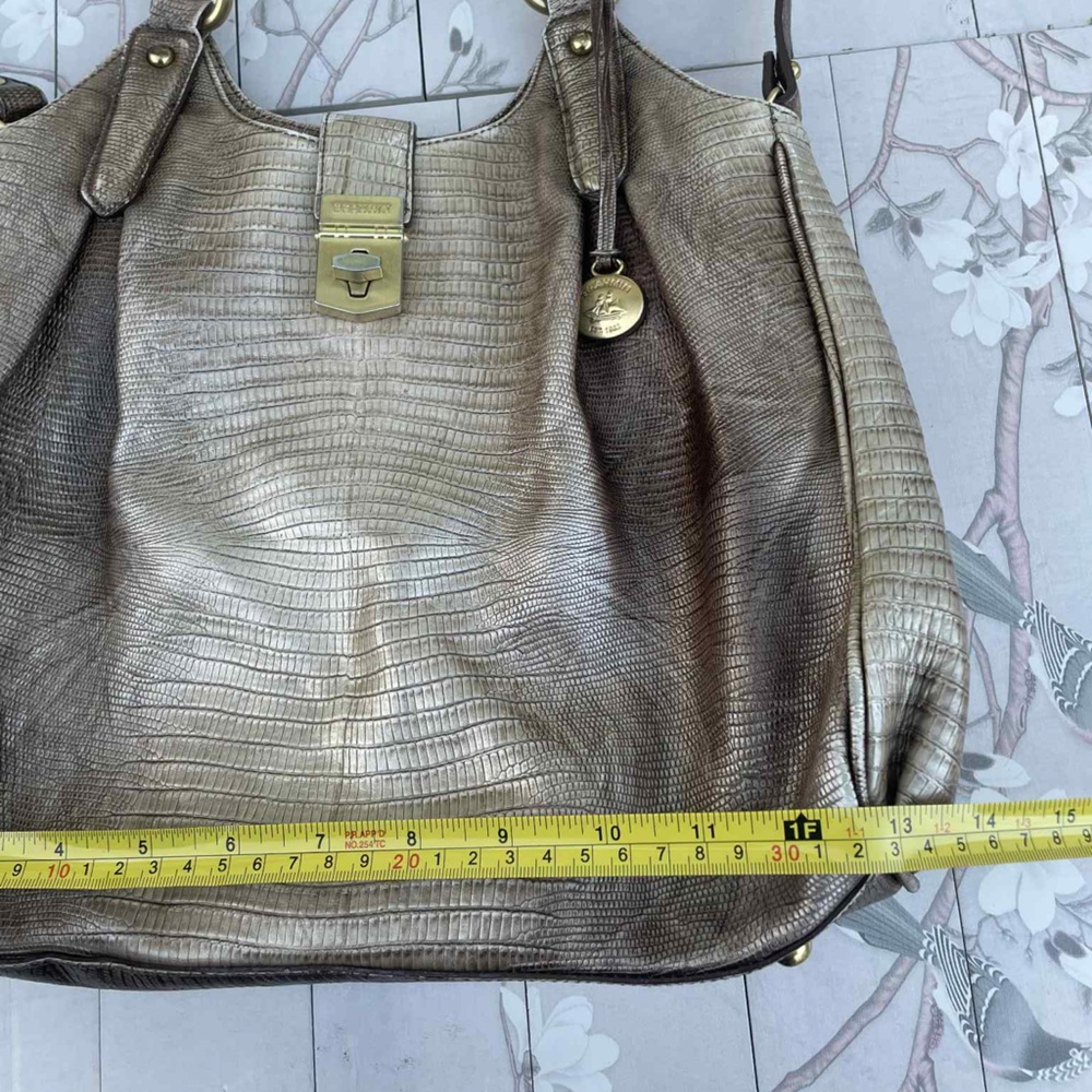 Brahmin Metallic Bronze Lizard-Embossed Tote with Gold Hardware - Picture 7 of 11